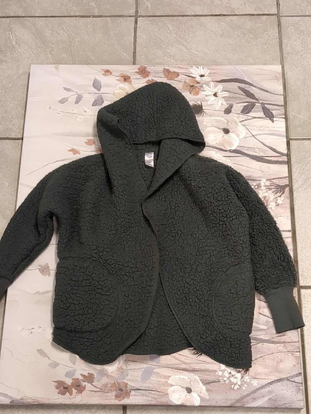 Girls Open Front Fuzzy Cardigan Hoodie